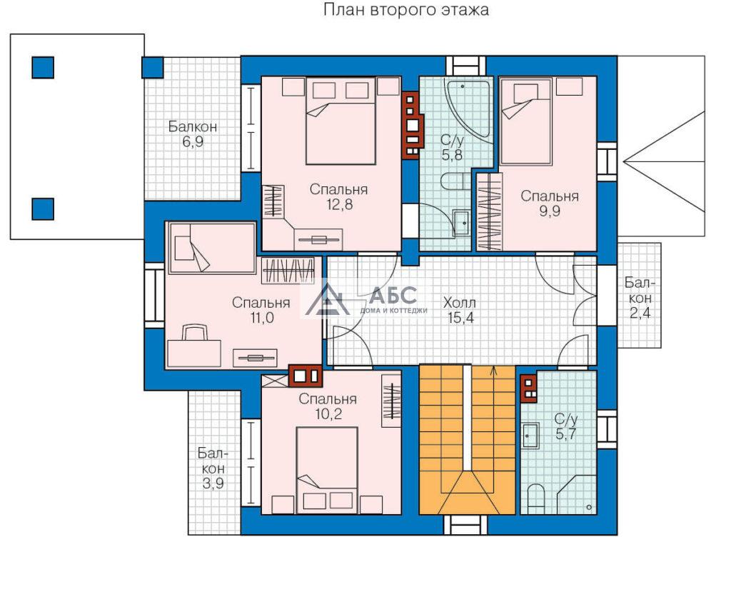 Планировка второго этажа в частном доме с балконом